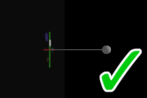 2D world viewed from z axis with a checkmark indicating it's okay to use
