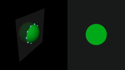 Rotating slice of 3D sphere with points highlighted on sphere's surface to show rotation